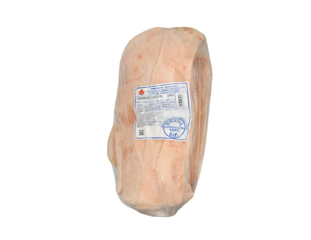 TOUCINHO LOMBAR SUÍNO COM PELE CONGELADO ESTRELA 6 KG (CX 22 KG)